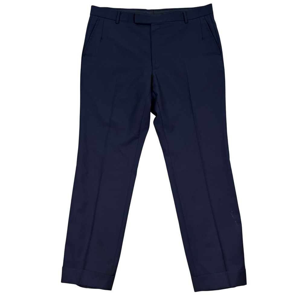 Dunhill Mens 38x32 Dress Pants Navy Blue Wool Made in Italy Luxury Slacks Cuffed